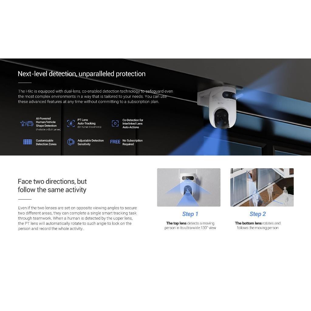 EZVIZ H9C 6MP DUAL LENS PAN & TILT WI-FI CAMERA (3MP+3MP) AI-POWERED กล้องวงจรปิดภายนอก
