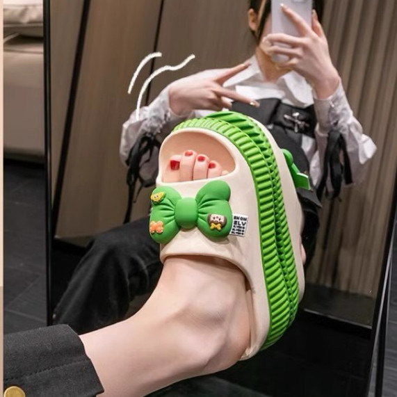 🍓EnJoy🍓 พร้อมส่ง (LT-2601) รองเท้าแตะสวม ดีเทลโบว์&ดอกไม้ ทอดออกได้ ส้นหนา สีสันสดใส ใส่สบาย