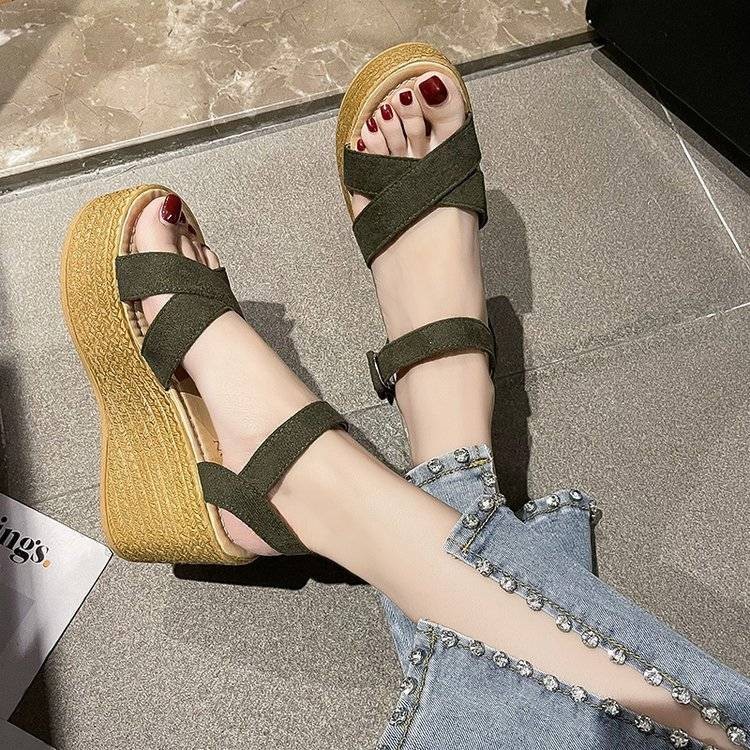 รองเท้าแตะพื้นหนา รองเท้าแตะ Over-Toe Slip-On เวอร์ชั่นเกาหลี
