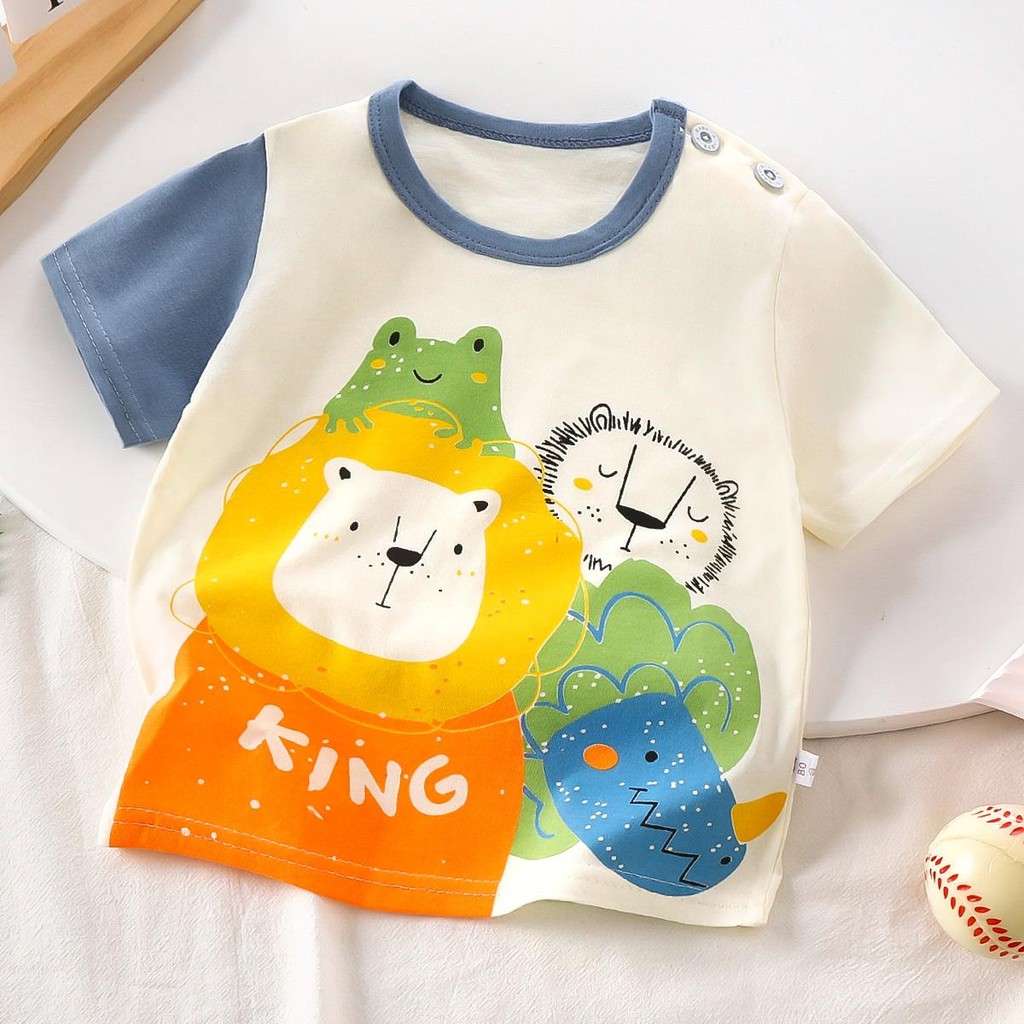 พร้อมส่ง-เสือยืดแขนสัน เสือยืดคอกลม เสือยืดเด็ก ผู้ชาย ผ้า cotton พิมพ์ลายเท่ๆ ไซส์：80-120cm“DA-O”