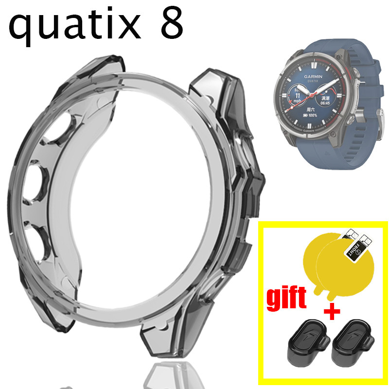 สําหรับ Garmin quatix 8 51 มม.47 มม.สมาร์ทนาฬิกากันชนป้องกัน TPU นุ่มครึ่งฝาครอบป้องกันหน้าจอฟิล์ม