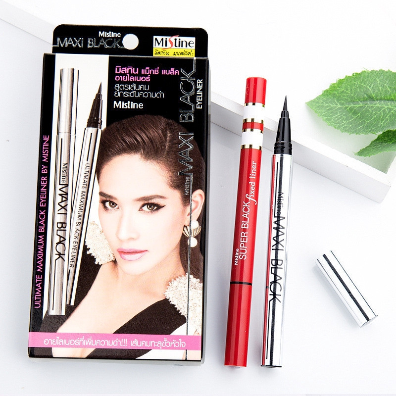 ประเทศไทย Mistine Eyeliner Red Tube Silver Tube Waterproof Dye No Makeup Quick Dry Long Last Fine Ey