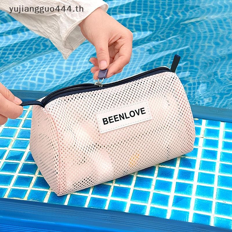 # yuyu # กระเป๋าเครื่องสําอางตาข่ายโปร่งใสกระเป๋าเดินทางชายหาดกระเป๋าแต่งหน้าแบบพกพากระเป๋าล้างกระเป