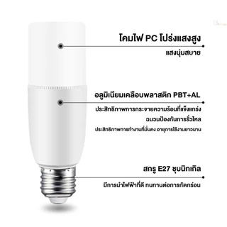 (10 ชิ้น)หลอดไฟ LED STICK ทรงกระบอก 10W 15W 20W 25W ขั้ว E27 หลอดLED หลอดไฟLED ขั้วหลอดE27