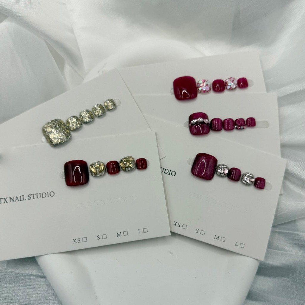 HANDMADE + กาวฟรี10 สไตล์ภาพจริงเล็บนิ้วเท้าเทียม Elegant Cats eye พร้อมเพชร Phototherapy ปลอม Toe Nail Patch กดบนเล็บนํากลับมาใช้ใหม่ได้ ราคา ถูกที่สุด ดีลบีเคเค แกลเลอรีภาพที่ 4