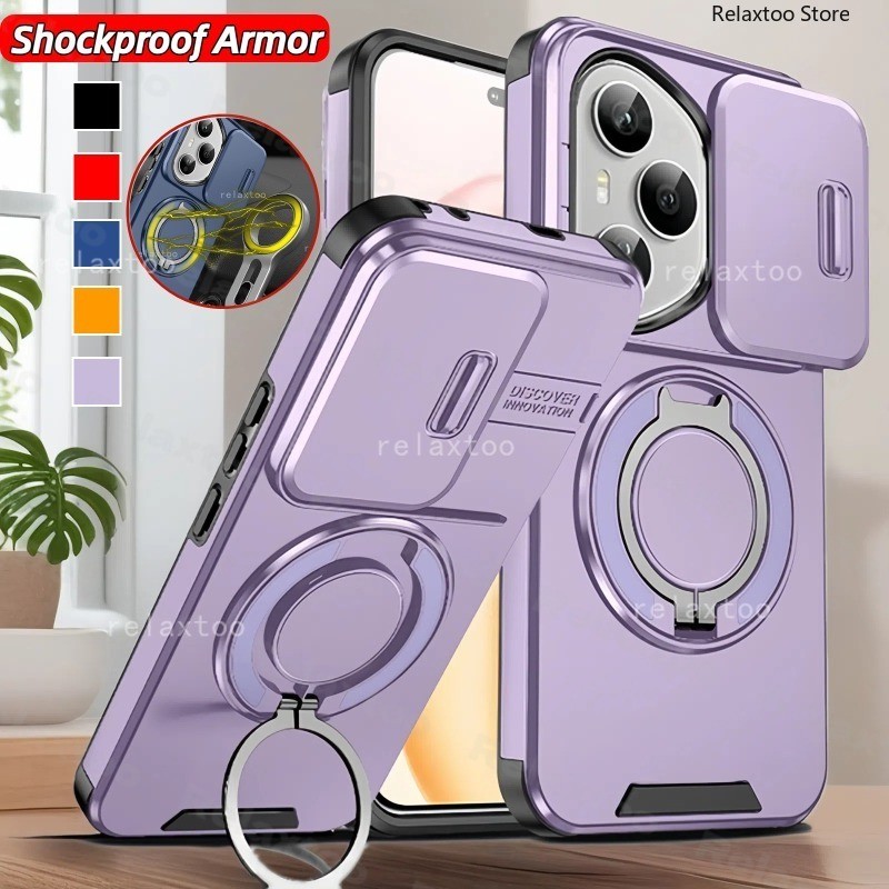 ปลอกสําหรับ Honor 400 Honor400 Pro Lite 400Pro 400Lite 5G กันกระแทก Hard เคสโทรศัพท์โลหะเกราะแหวนวงเล็บ Stent กลับ Push เลนส์กล้องความเป็นส่วนตัวปกป้องผู้ถือกลับปลอก