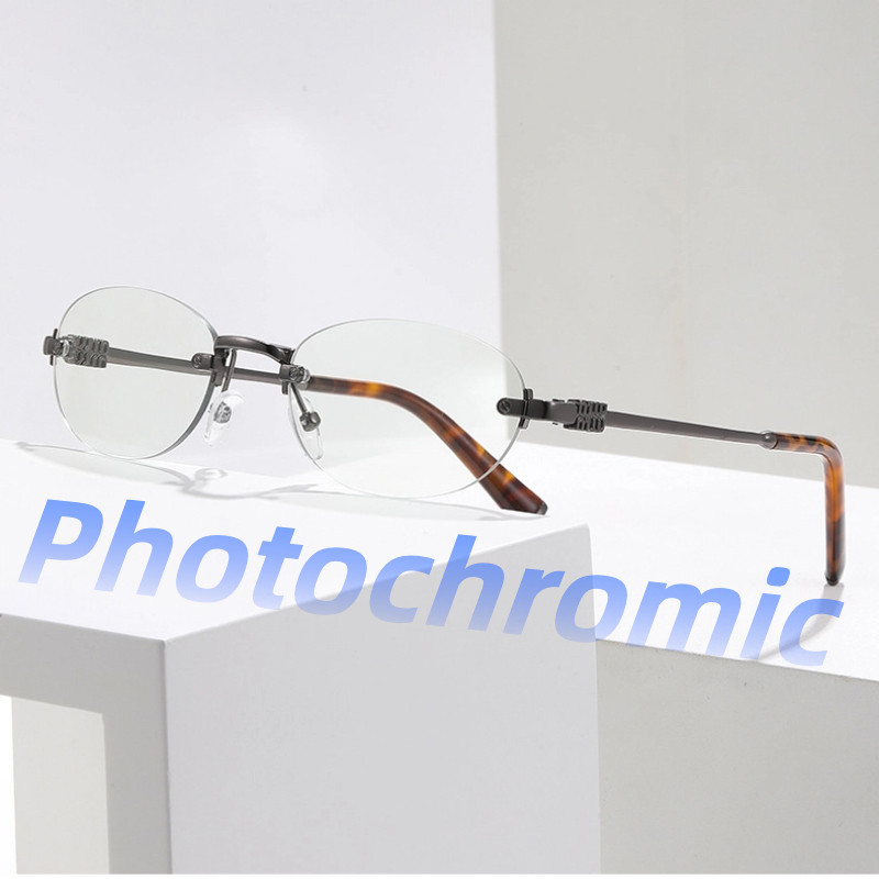 แว่นตาแบบไม่มcóกรอบ ฟอกโซโครมิก ใส่สบาย กันแสง UV และย้อมสีเลนส์ได้