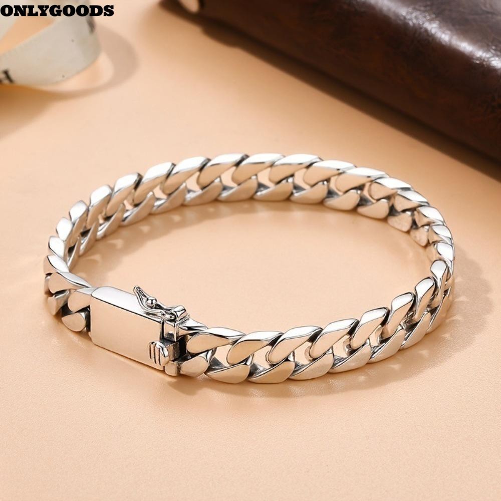 ONLYGOODS สร้อยข้อมือผู้ชาย_toggle clasp design_silver miami cuban chain_casual alloy_เครื่องประดับของขวัญ