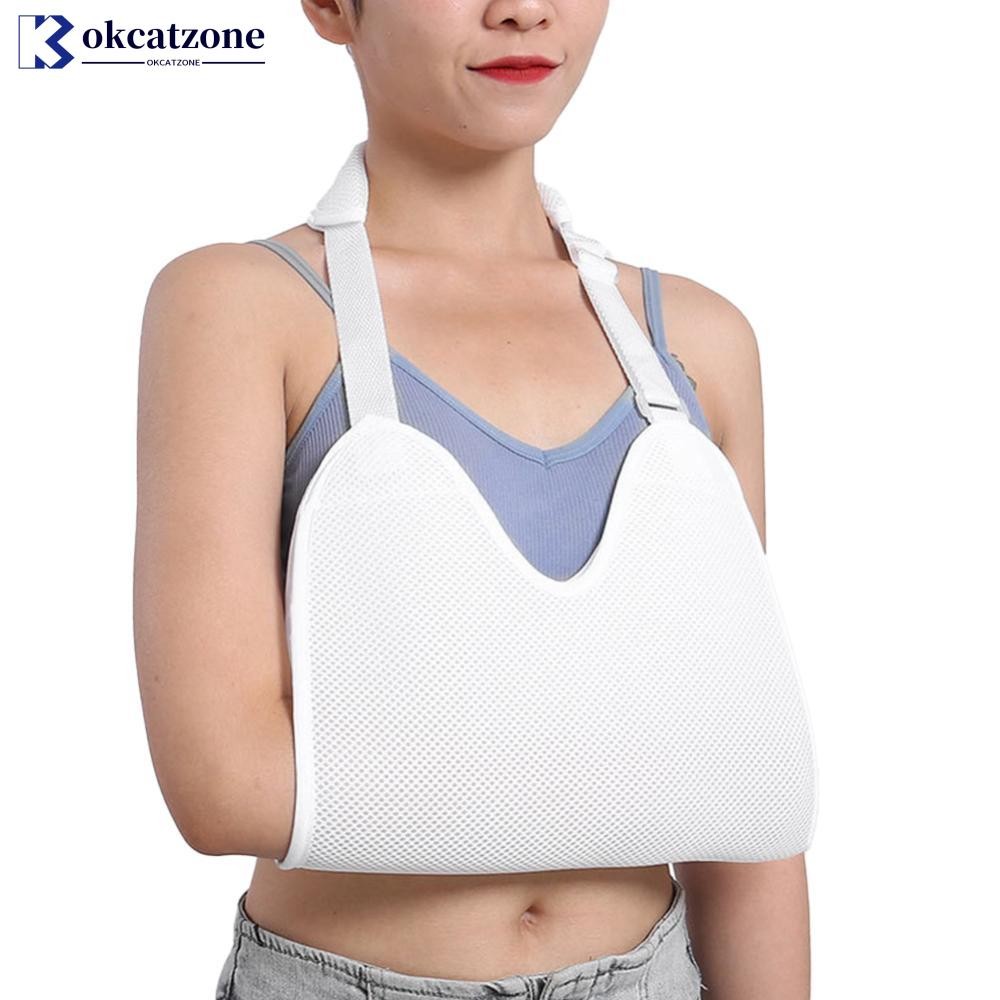 OKCATZONE Breathable Forearm Sling สําหรับแตกหักปรับแขนไหล่ Immobilizizer คอไหล่ข้อมือสนับสนุนกีฬากา