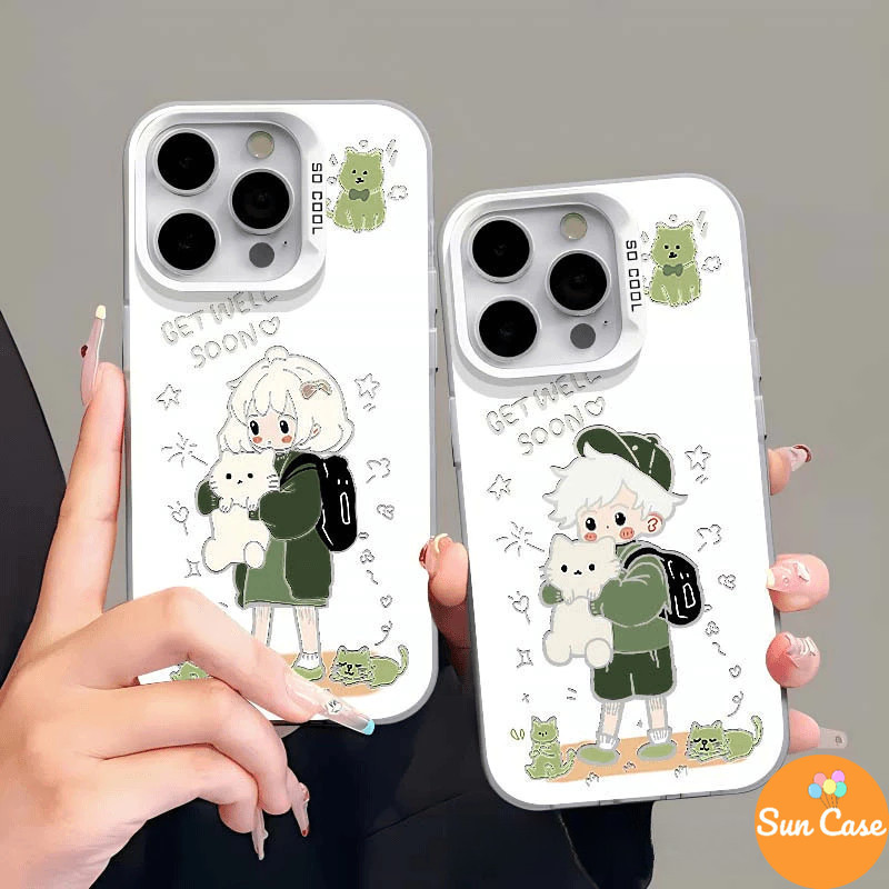 คู่รักการ์ตูนน่ารักเด็กผู้ชายโทรศัพท์นิ่ม เคส เคสไอโฟน IPhone 13 16 15 11 14 12Pro Max 7Plus 15 16 8 14 Plus XR X XS Max