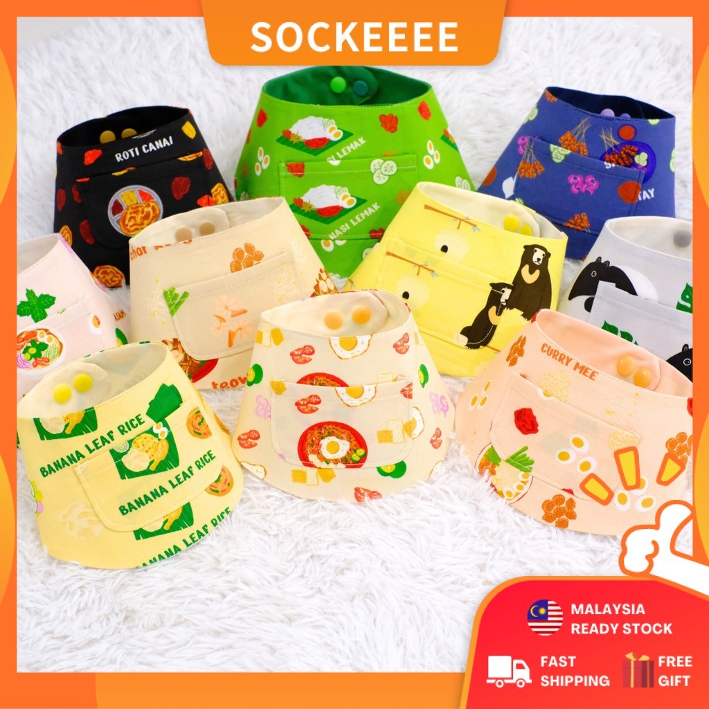 Sockee x Typical Us Malayal Aksesori Leher Haiwan Comeal Cute100% Cotton Pet Bandana Bibs คอเครื่องป