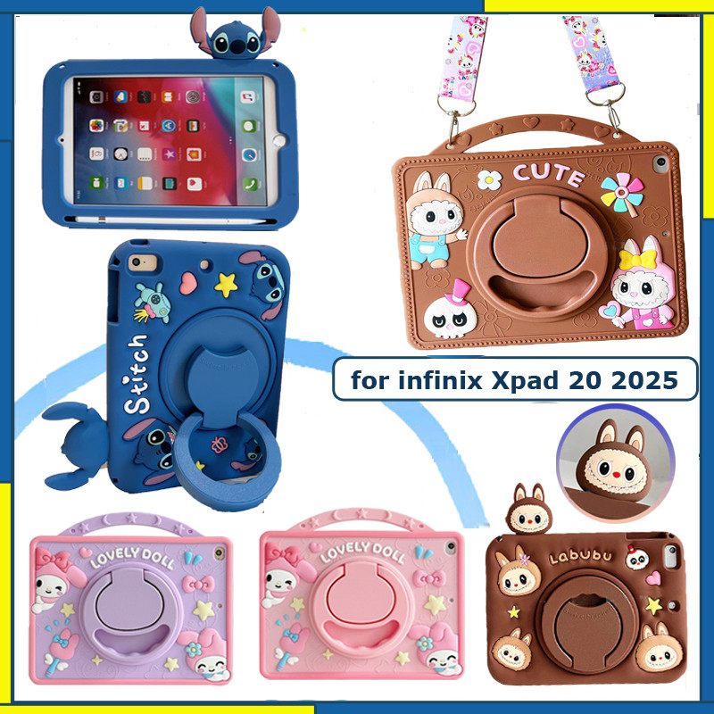 สําหรับ Infinix XPad 20 Xpad20 X1102 11 นิ้ว 2025 ปลอกเด็กการ์ตูนเด็กซิลิโคนกรณีขาตั้งสําหรับ Infini