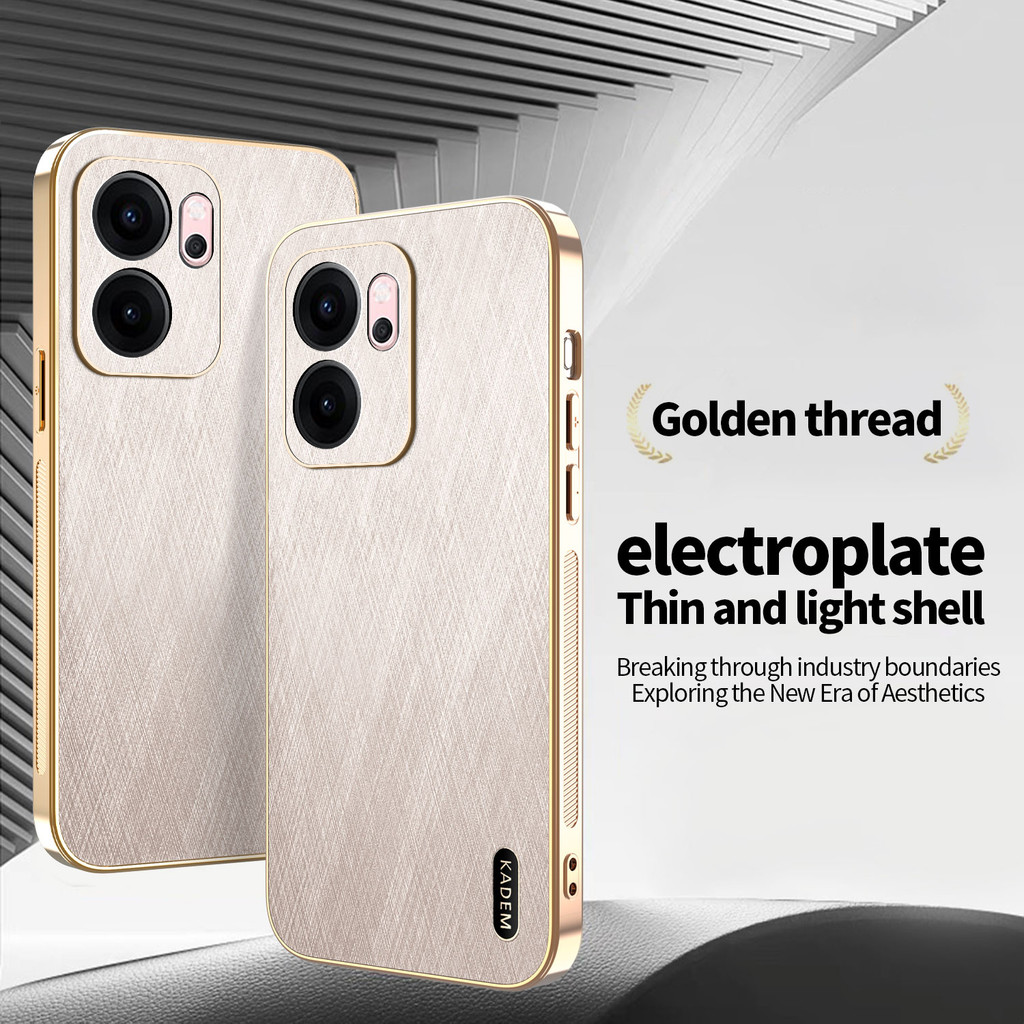 ปลอกสําหรับOppo Reno 14F Reno14 F Reno14F 5Gผ้าไหมรูปแบบหรูหราElectroplatedทองเคสโทรศัพท์กันกระแทกป้