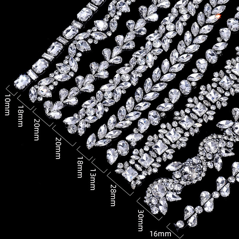 คริสตัล Rhinestone Trim สำหรับ DIY และซ่อม วิธีการยิงด้วยเหล็ก ใช้งานได้ทั้งชุดแต่งงานและกระเป๋า - รูปที่ 7