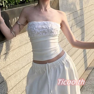 【ส่งจากไทย】เสื้อ Bandeau ฤดูร้อนของผู้หญิง - เสื้อกล้ามเปลือยคอท่อบางสําหรับ Beach & Party