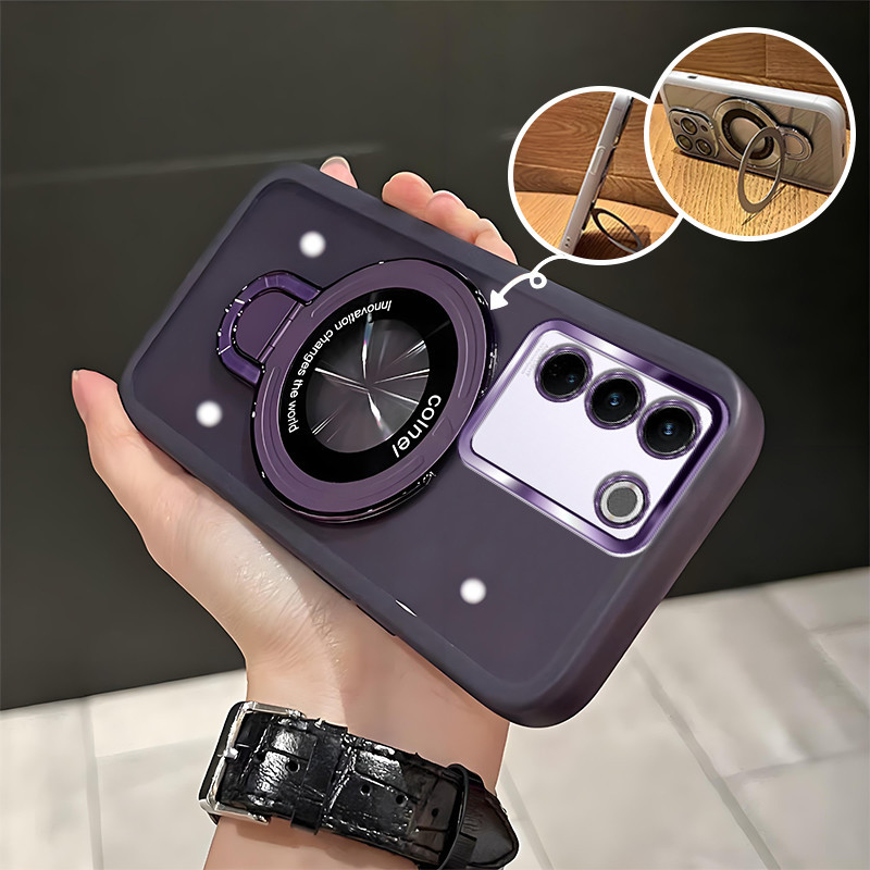 สําหรับ VIVO V27E V27 pro V29 V29E 5G เคสโทรศัพท์ขาตั้งแม่เหล็กสําหรับClearกล้องPronectionเลนส์ปลอกโปร่งใสShockProof Hard Cover