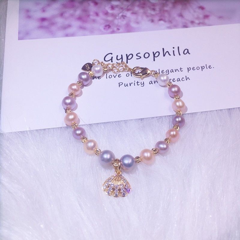 Fgf ธรรมชาติน้ําจืดผสมสีสร้อยข้อมือมุก6-7มิลลิเมตรที่สวยหรูร้อนขายปรับสร้อยคอผู้หญิงญี่ปุ่นเกาหลีที่