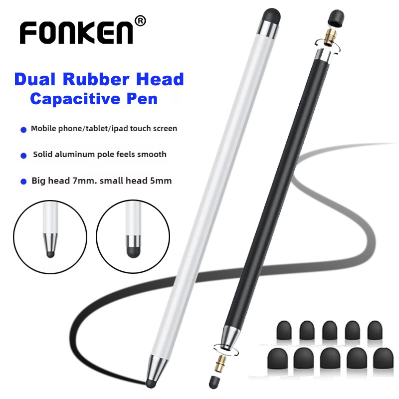 Fonken Universal Touch Screen Pencil Dual Rubber Head Capacitive Stylus Pen สําหรับแท็บเล็ต Android โทรศัพท์สมาร์ท