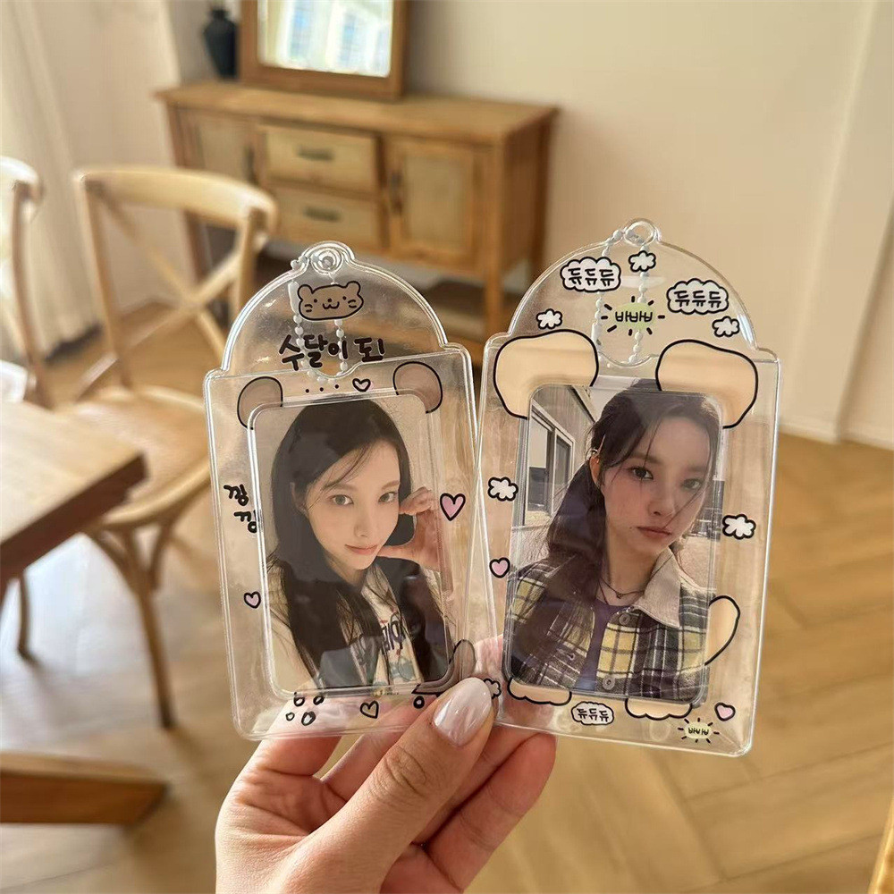 การแสดงออกทางหูสัตว์ 10 ซม. ผู้ถือบัตรโปร่งใสบัตรวิทยาเขตบัตรอาหาร ความช่วยเหลือ การ์ดขนาดเล็กการจัดเก็บจี้แสดง
