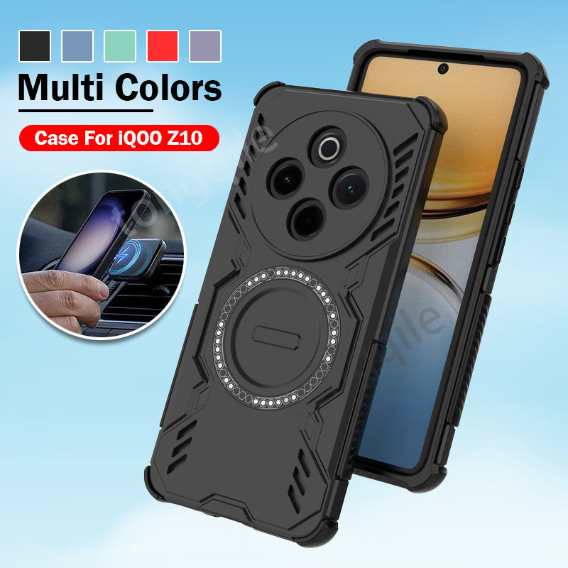 เคสกันกระแทกสําหรับ iQOO Z10 5G 2025 เคสโทรศัพท์ฝาหลัง Soft TPU Edge Hard PC Car Holder กันชน Simple Anti Drop Protection