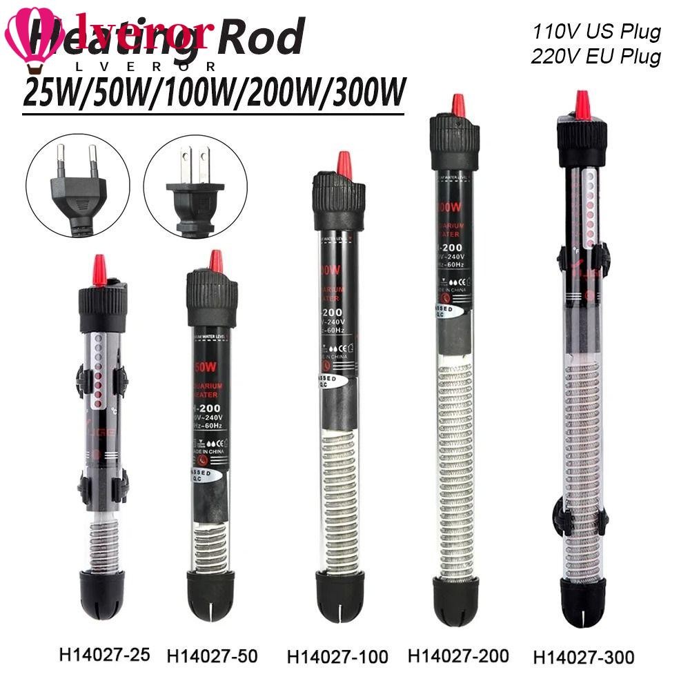 LVEROR 1 ชิ้นเทอร์โมเครื่องทําความร้อน Rod, EU/US Plug 110 V/220 V Submersible Heater, 25 W/50 W/100 W/200 W/300 W อุณหภูมิน้ําความร้อน Rod Aquarium ถังปลา