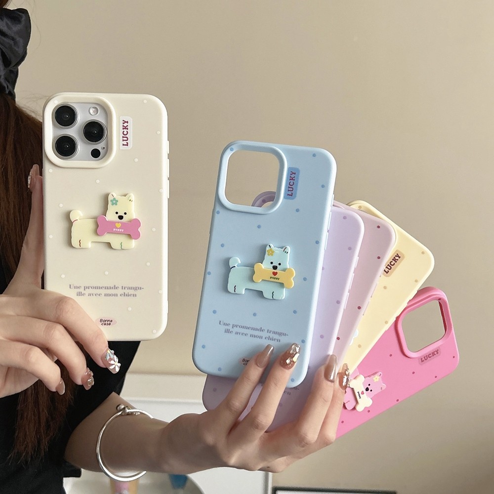 Wave Point 3D Puppy เหมาะสําหรับเคสโทรศัพท์ Apple 16pro iPhone 15/14/13/12/11 เคสนิ่มป้องกันการตก