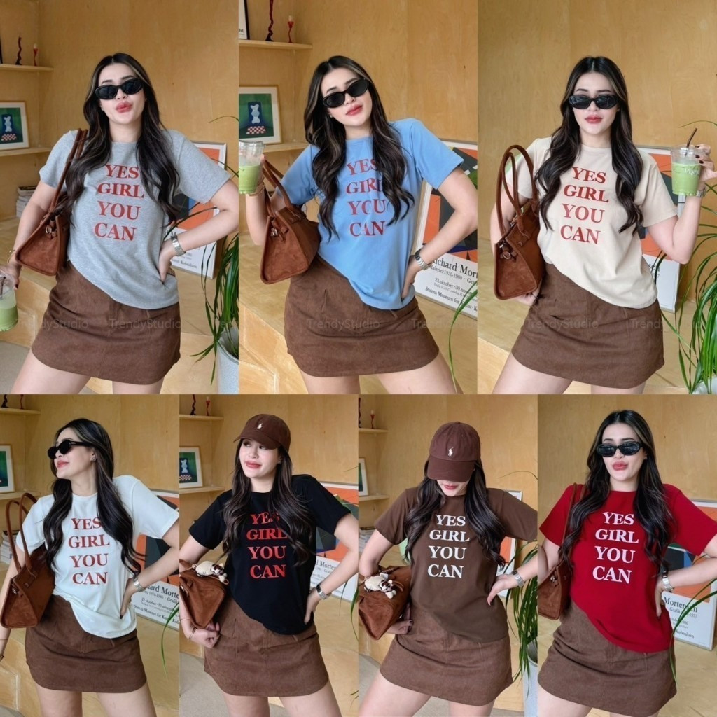 (จัดส่งตลอด 24 ชั่วโมง）Angle Official  แฟชั่นสไตล์เกาหลี เสื้อ หญิง  คอกลม สวมแล้วดูสวยมาก เสื้อยืดผ้าฝ้าย