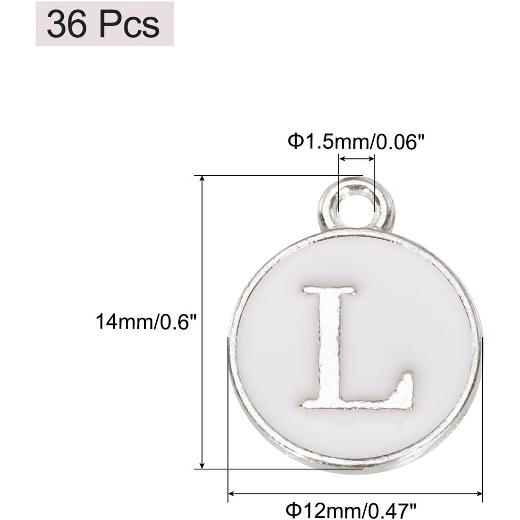 MECCANIXITY Pendants Letter Charm Initial Charm Double Sided Enamel Alphabet for DIY Necklace Earrin