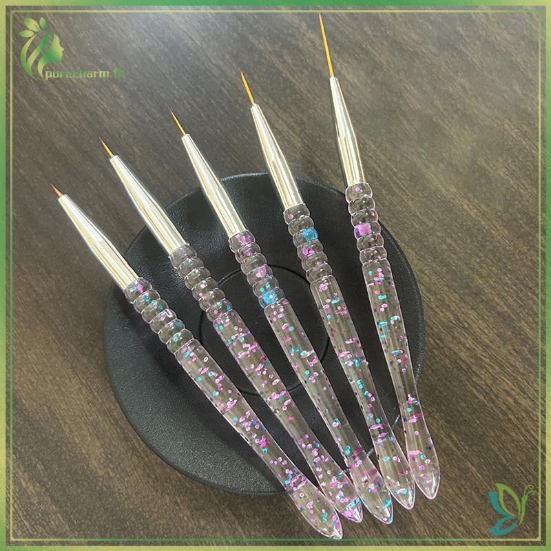 [ความงาม] 5 ชิ้นอะคริลิค French Stripe Nail Art Liner Brush Set Ultra-thin Line Drawing Pen UV Gel เพ้นท์เล็บแปรง {sale}