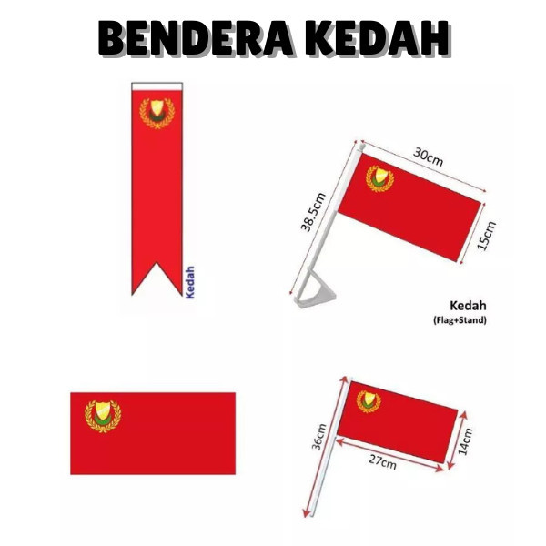 JoymallBendera Kedah Hand Flag / Spring Flag / Car Flag / Bunting Bunch Flag Kedah/ 2x4ft 3x6ft 2x8f