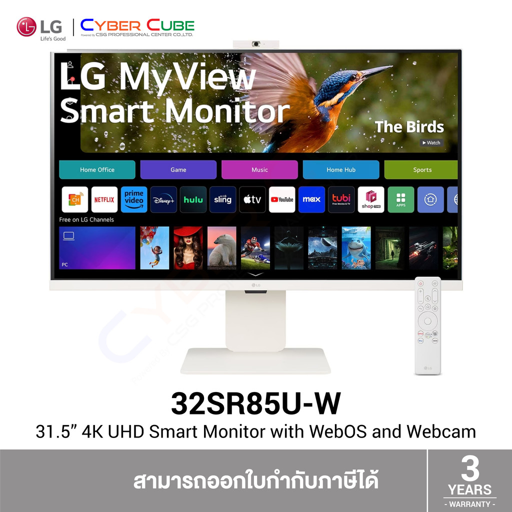 LG MyView 32SR85U-W 31.5" 4K Smart Monitor with Webcam (IPS, UHD 3840x2160 at60Hz, 2x HDMI 1x USB-C)