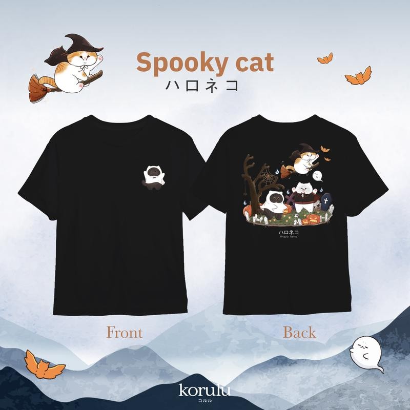 korulu | Haro Neko | Basic T-Shirt เสื้อยืดสกรีนลายแมว คอตตอน Cotton USA เสื้อยืด Halloween Spooky