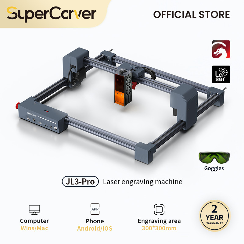 Supercarver JL3-Pro 10W เลเซอร์แกะสลักใหม่อัพเกรดแกะสลักสแตนเลสไม้กระดาษแก้วเครื่องตัดเลเซอร์สําหรับ