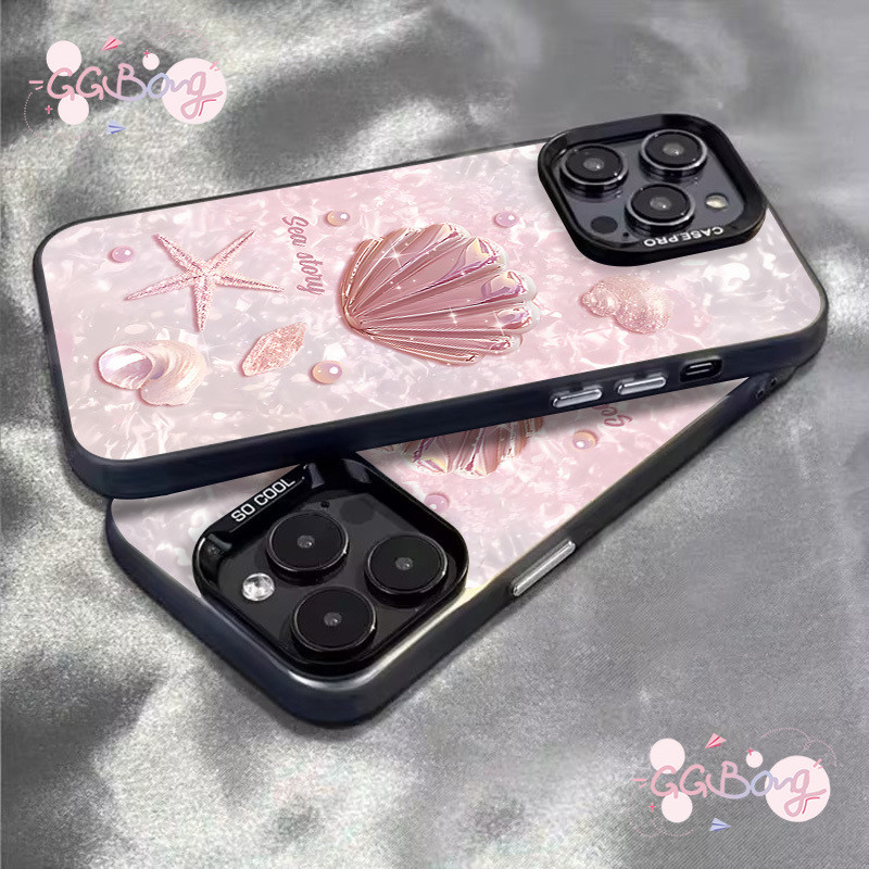 สําหรับ IPhone 16 XR 11 15 13 12 14 Pro Max 7 8 Plus X XS Max 14 SE แฟชั่นแบรนด์สีชมพูปลาดาว Pearl V