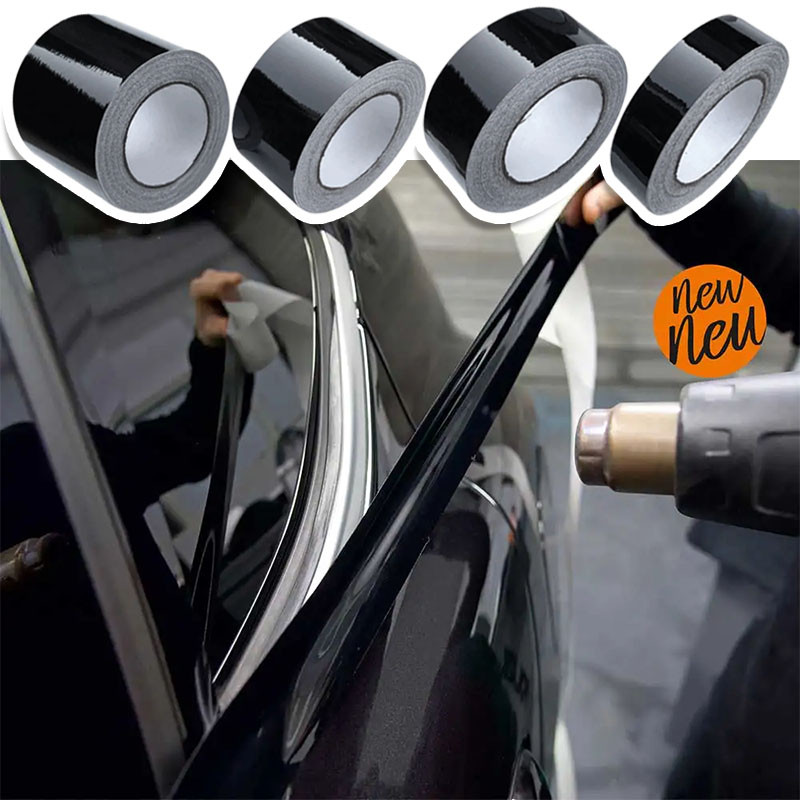 3/5/7/10 ซม.Glossy Black Vinyl Wrap Blackout ไวนิล Window Trim ฟิล์มสติกเกอร์สําหรับภายในรถ Hood หลังคาเสา