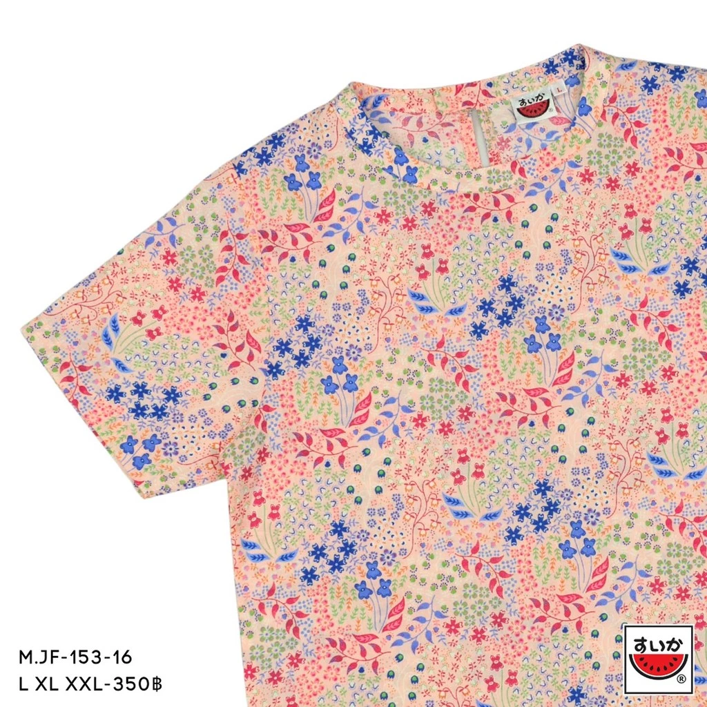 เสื้อแตงโม SUIKA คอจีนแขนสั้น ติดกระดุมหลัง ลายดอกไม้ MJF-153 thumbnail 6