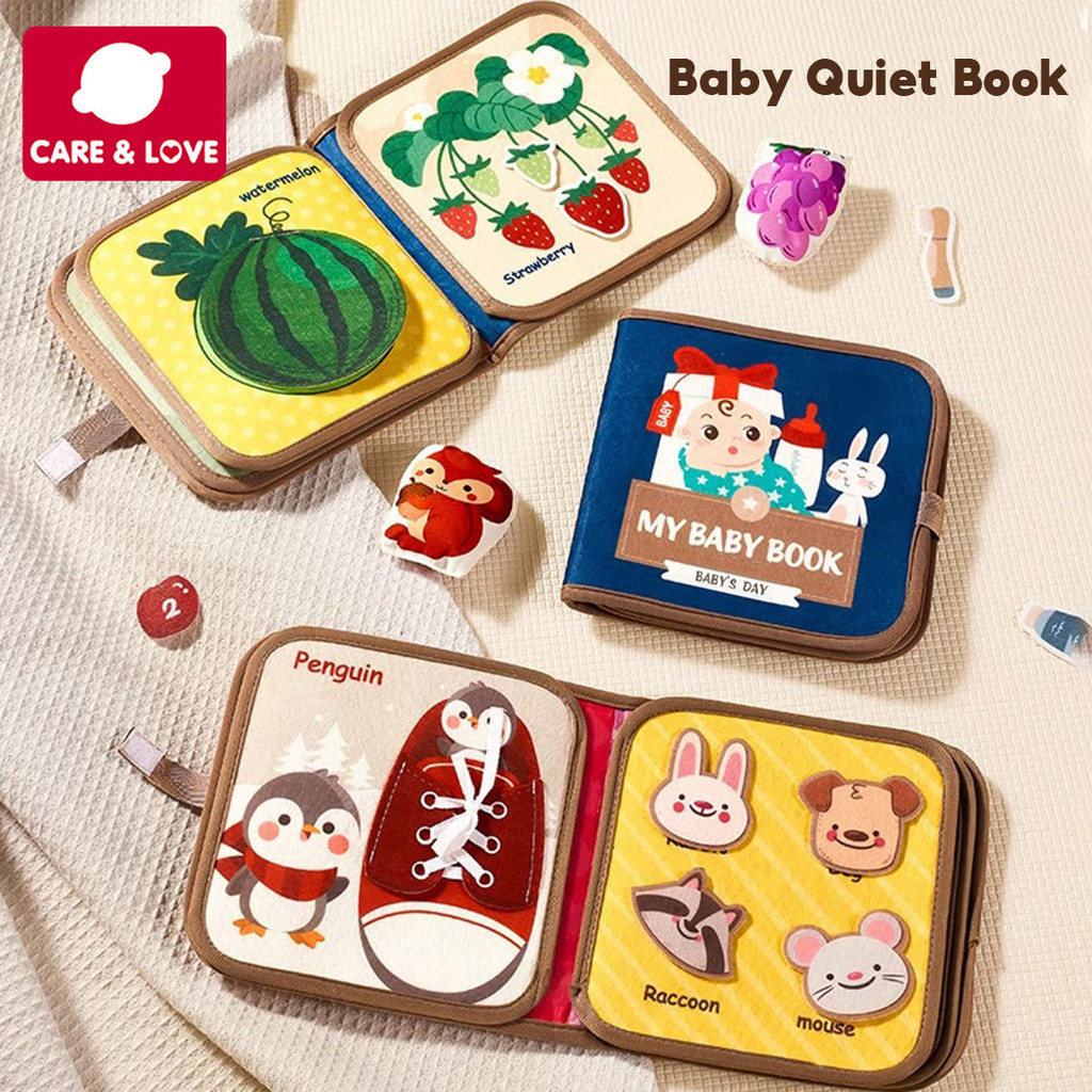 ​​หนังสือผ้าสงบทารก Quiet Book มอนเตสซอรี่ ฝึกสมอง เรียนรู้รูปทรง-สีสัน สำหรับเด็ก 6 เดือน+​
