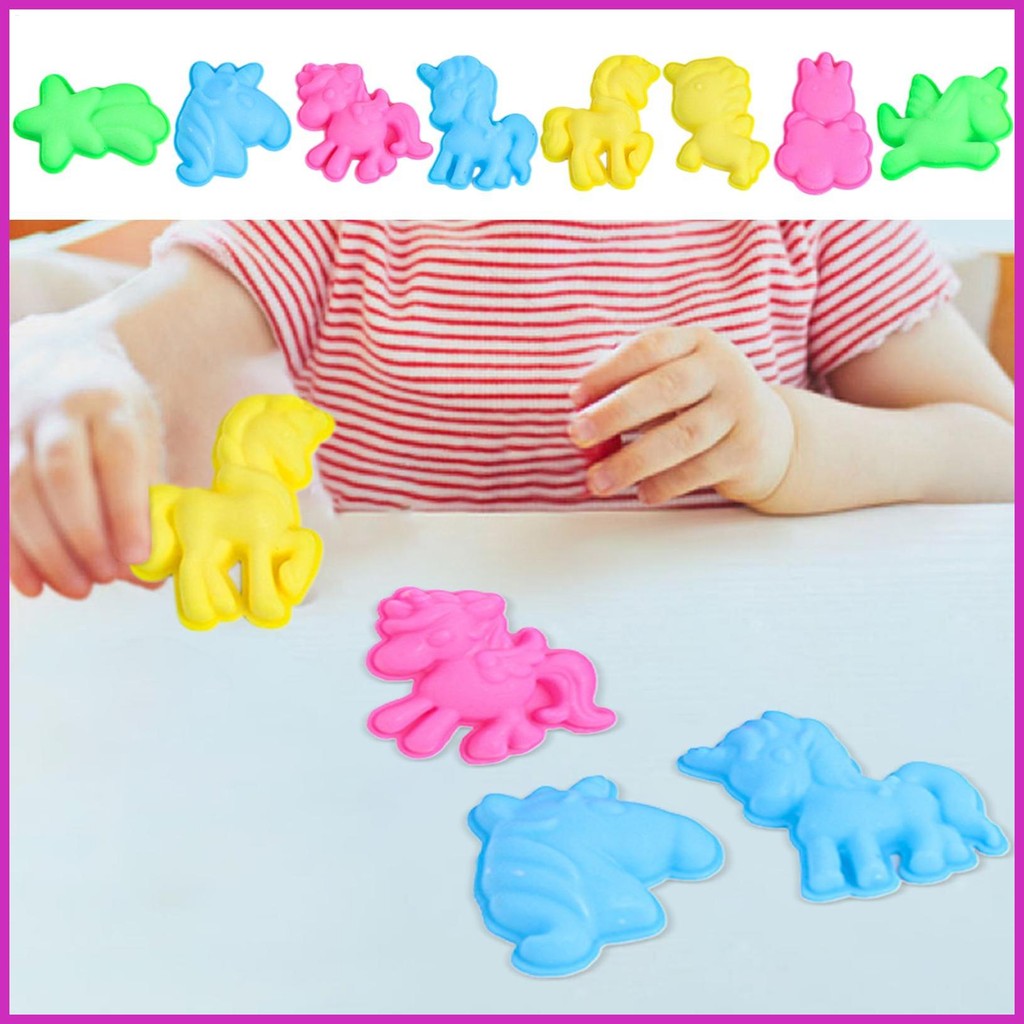 Pony Sand Building Mold แม่พิมพ์ทรายชุดเล่นแม่พิมพ์ทราย Sandbox ของเล่น 8x Pony Sand Art Playset Mag