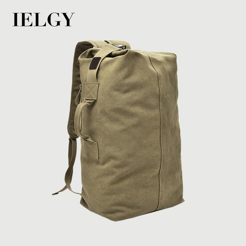 IELGY แฟชั่นขนาดใหญ่-ความจุเดินทางกระเป๋าเป้สะพายหลังผู้ชายเดินทางกลางแจ้งกีฬาอินเทรนด์ผ้าใบ