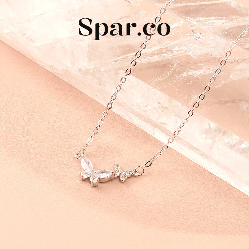 Spar.co คู่สร้อยคอ ผีเสื้อ ปีกคู่แสดงพลังอ่อนโยนอารมณ์โรแมนติกขั้นสูงสร้อยคอผีเสื้อ SP-1360