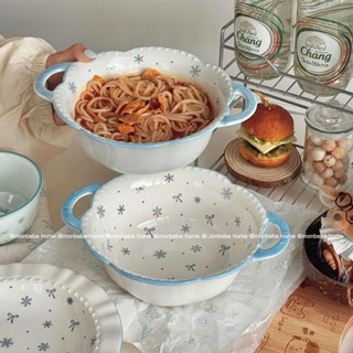 ขนมเซรามิค ชามมีหูจับ insโเกล็ดหิมะ❄️ สไตล์เกาหลี พร้อมส่ง