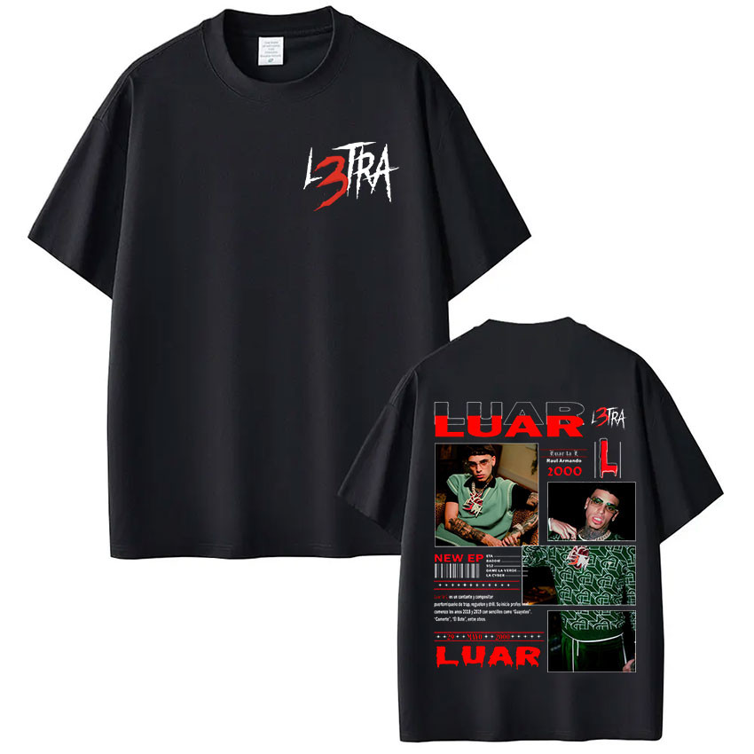 เสื้อยืดผ้าฝ้ายไซส์ใหญ่สำหรับทุกเพศ จากอัลบั้ม L3TRA สไตล์ฮิปฮอปและStreetwear