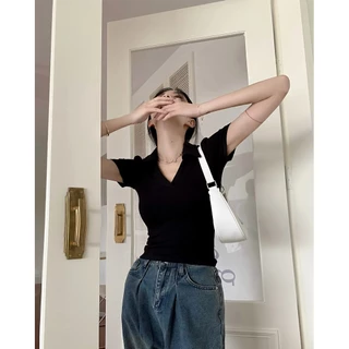 พร้อมส่ง เสื้อโปโลฤดูร้อนสำหรับผู้หญิง แขนสั้น เสื้อผ้าแฟชั่นเกาหลี ใส่เที่ยว ใส่ทํางาน Umiso