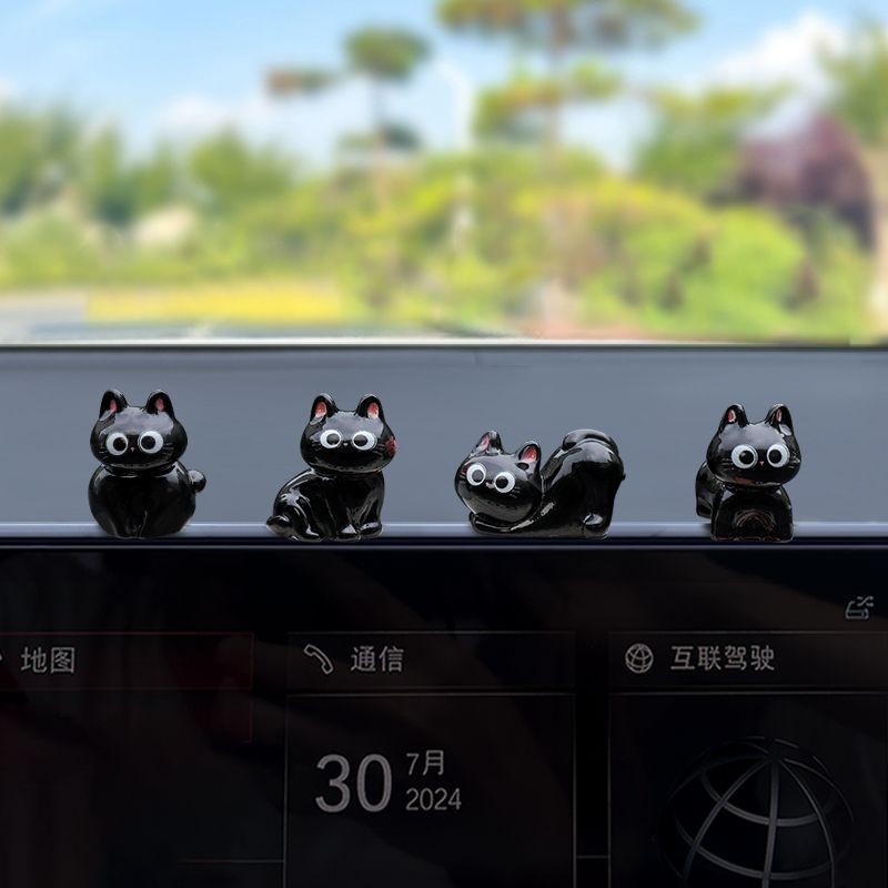 น่ารักแมวดําเครื่องประดับรถคอนโซลกลางรถหน้าจอมินิตกแต่งอุปกรณ์ตกแต่งภายในรถยนต์ - รูปที่ 4