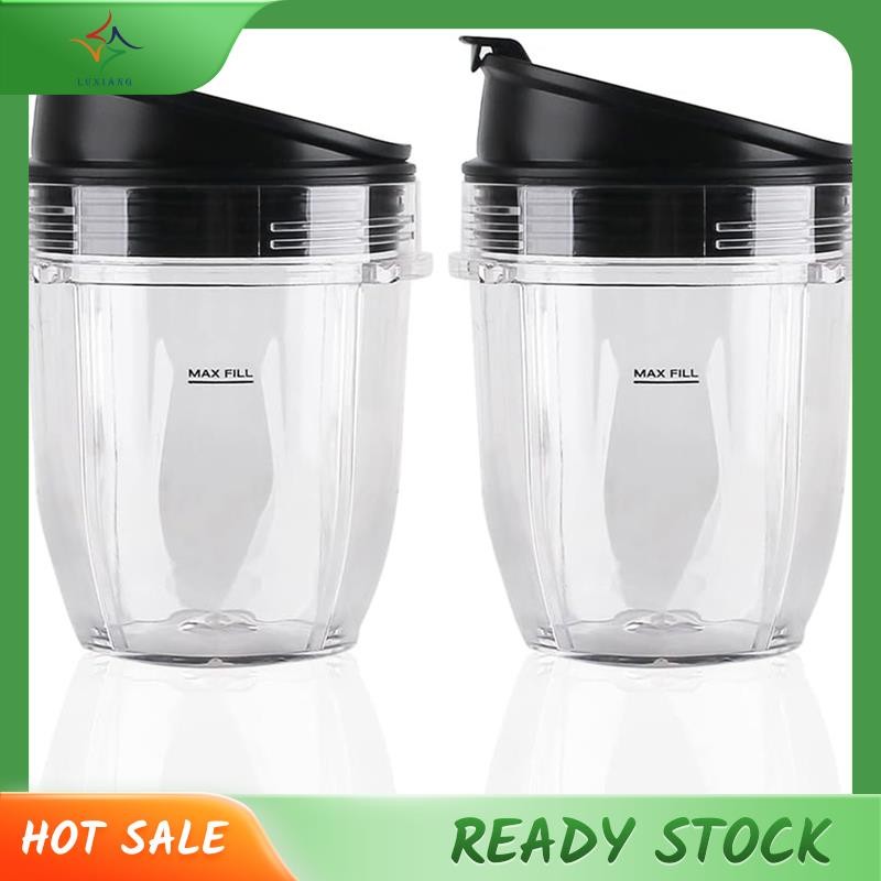 [luxiang.th] อะไหล่ทดแทน 12oz ถ้วยพร้อมฝาปิด 2 แพ็คสําหรับเครื่องปั่น Auto IQ BL480 BL482 BL642 NN10