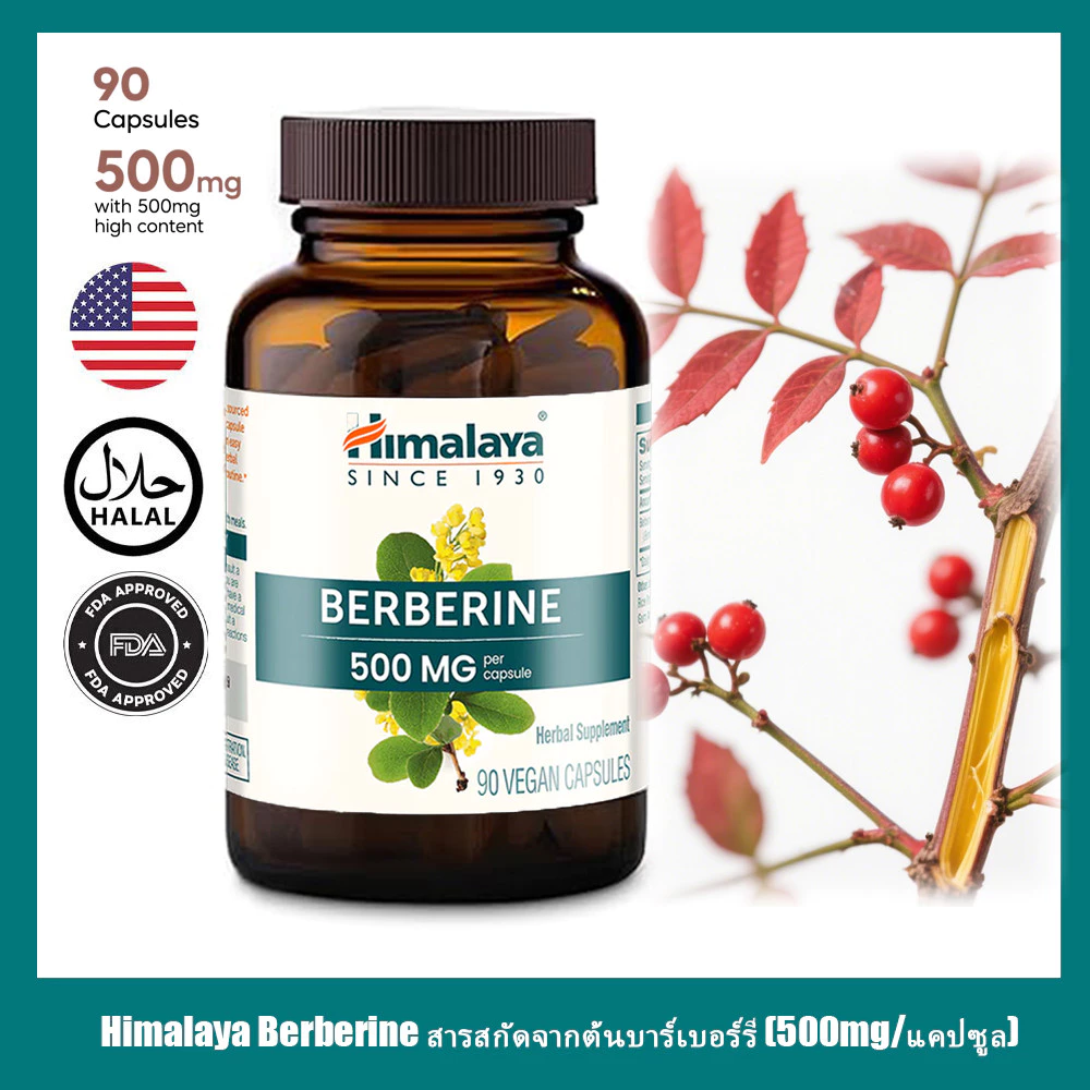 Himalaya Berberine สารสกัดจากต้นบาร์เบอร์รี่ (500mg/แคปซูล) 90 แคปซูล