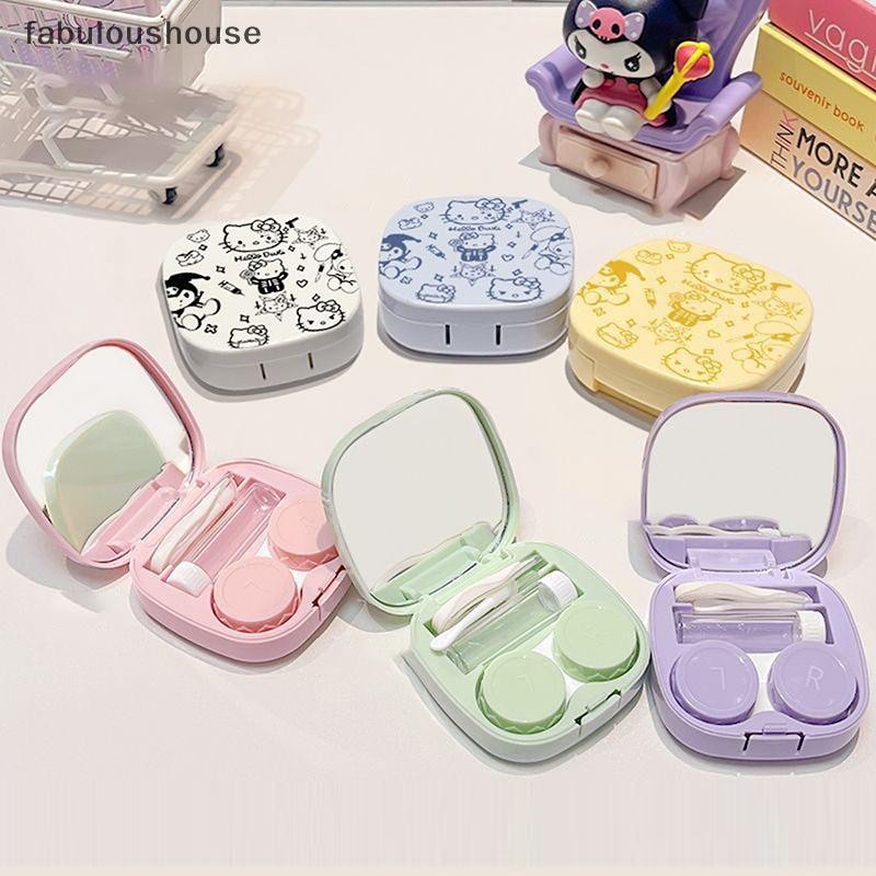 FLTH Dopamine Hello Kitty กล่องใส่คอนแทคเลนส์ Sanrio KT Cat Beauty กล่องเก็บนักเรียนคอนเทนเนอร์เลนส์
