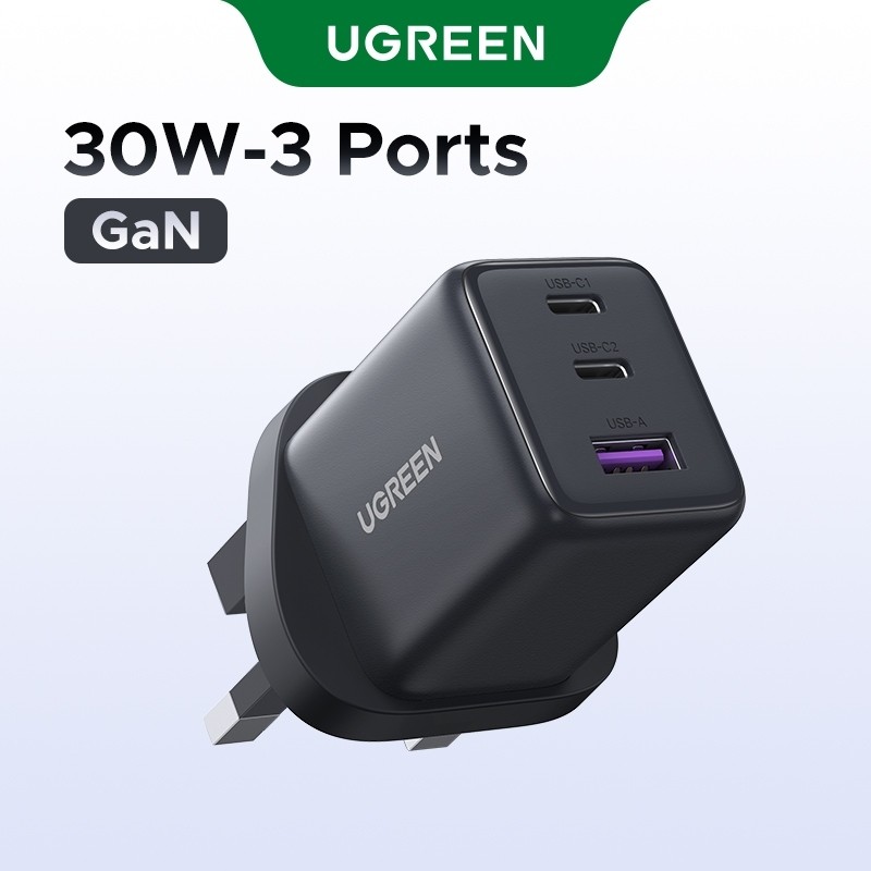 UGREEN 30W GaN USBA TypeC USBC Fast Charger สําหรับ iPhone 16 Pro Max/15/14/13