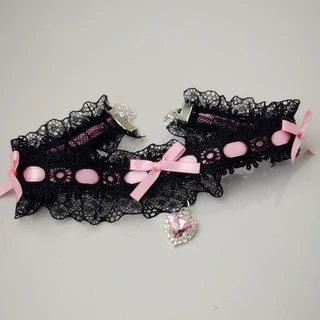 [พร้อมส่งสินค้า] Se.W สร้อยคอแบบ Choker ใหม่ สไตล์อะนิเมะ Collarbone Chain Lolita ประดับโบว์ลูกไม้ Lolita Lace Embroidered Bow Ribbon Custom Made Women Dress Clothes Curtain Decoration