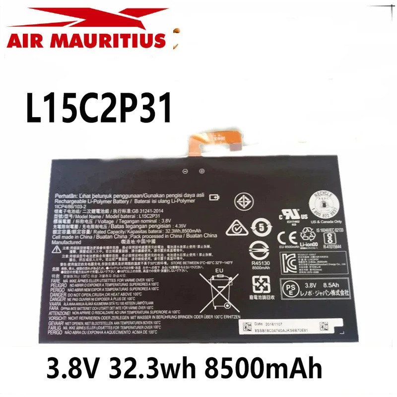 L15C2P31 แบตเตอรี่แล็ปท็อปแท้ 3.8V 32.3wh 8500mAh สำหรับ Lenovo Yoga Book YB1-X91F X91L X91X YB1-X90